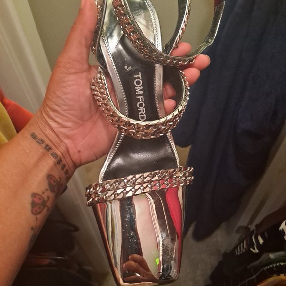 TOM FORD Metallic Chain 105mm Pumps, Silver - Picture 1 of 6